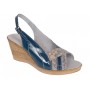 Sandale damă bleumarin din piele naturală lăcuită cu talpă pană S50LACBLM